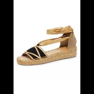 CASTAÑER SIENA Espadrille Sandals Negro/ Black + Gold 36 6 NIB
